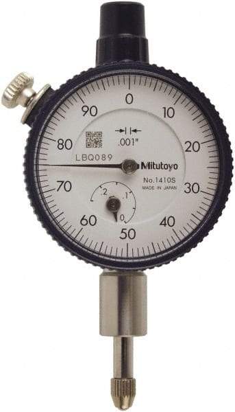 Mitutoyo - 0.025" Range, 0-100 Dial Reading, 0.001" Graduation Dial Drop Indicator - 40mm Dial, 0.1" Range per Revolution, 0.0001" Accuracy, Includes NIST Traceability Certification - Benchmark Tooling