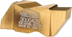 Hertel - 3156IGP Grade HC120, 3.96mm Cutting Width Carbide Grooving Insert - 4.57mm Max Depth of Cut, Left Hand, TiN Finish - Benchmark Tooling