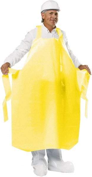 PolyConversions - 35" Wide x 55" Long x 8 mil Thick Chemical Resistant Bib Apron - Polyolefin, Yellow, Waterproof, Resists Chemicals, Fats, Oils, Dry Particles, Liquid Splashes - Benchmark Tooling