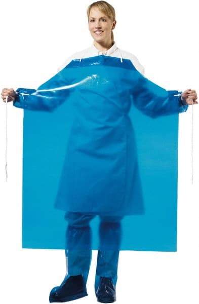 PolyConversions - 35" Wide x 45" Long x 4 mil Thick Chemical Resistant Bib Apron - Polyolefin, Blue, Waterproof, Resists Chemicals, Fats, Oils, Dry Particles, Liquid Splashes - Benchmark Tooling