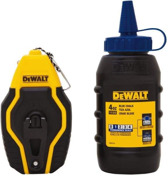 DeWALT - 30' Long Reel & Chalk Set - Blue, Includes 4 oz Blue Chalk - Benchmark Tooling