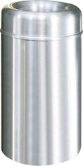 Rubbermaid - 30 Gal Aluminum Round Decorative Waste Receptacle With Top - Steel, 876mm High - Benchmark Tooling