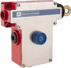 Telemecanique Sensors - 10 Amp, 2NO/2NC Configuration, Right Hand Operation, Rope Operated Limit Switch - Pushbutton Reset, Rope Pull, No Pilot Light, 300 VAC - Benchmark Tooling