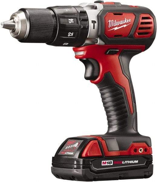 Milwaukee Tool - 18 Volt 1/2" Keyless Chuck Cordless Hammer Drill - 0 to 28,800 BPM, 0 to 1,800 RPM, Reversible - Benchmark Tooling