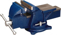 Wilton - 5" Jaw Width, 5" Opening Capacity, 2-1/2" Throat Depth, Steel Swivel Bench Vise - Bolt Down Base Attachment - Benchmark Tooling