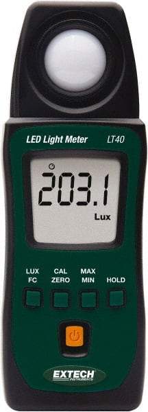 Extech - AAA Batteries, 40,000 FC, LCD Display, Color Corrected Photodiode, Light Meter - 3 Accuracy, Compatible with LED Lighting - Benchmark Tooling