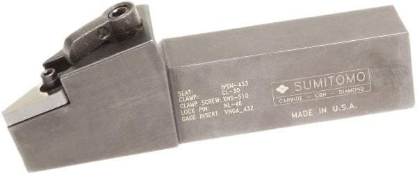 Sumitomo - MVJN, Right Hand Cut, -3° Lead Angle, 1-1/4" Shank Height x 1-1/4" Shank Width, Negative Rake Indexable Turning Toolholder - 6" OAL, VNMG 432 Insert Compatibility, Series Multi-Option - Benchmark Tooling