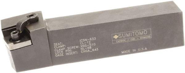 Sumitomo - MCKN, Right Hand Cut, 15° Lead Angle, 1" Shank Height x 1" Shank Width, Negative Rake Indexable Turning Toolholder - 6" OAL, CNMG 432 Insert Compatibility, Series Multi-Option - Benchmark Tooling