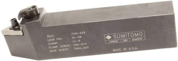 Sumitomo - MTEN, Neutral Cut, 30° Lead Angle, 5/8" Shank Height x 5/8" Shank Width, Negative Rake Indexable Turning Toolholder - 4-1/2" OAL, TNMG 32 Insert Compatibility, Series Multi-Option - Benchmark Tooling