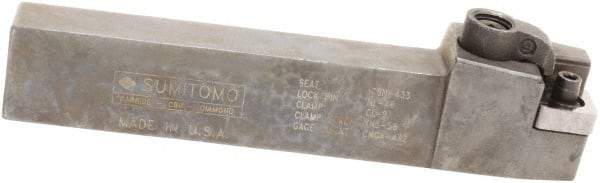 Sumitomo - MCRN, Left Hand Cut, 15° Lead Angle, 3/4" Shank Height x 3/4" Shank Width, Positive Rake Indexable Turning Toolholder - 4-1/2" OAL, CNMG 432 Insert Compatibility, Series Multi-Option - Benchmark Tooling