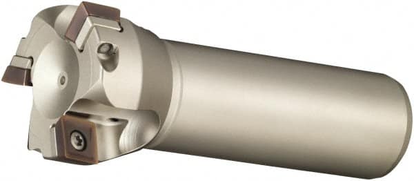 Sumitomo - 80mm Cut Diam, 32mm Shank Diam, 120mm OAL, Indexable Square Shoulder End Mill - SOMT Inserts, Cylindrical Shank, 90° Lead Angle, Through Coolant, Series WaveMill - Benchmark Tooling