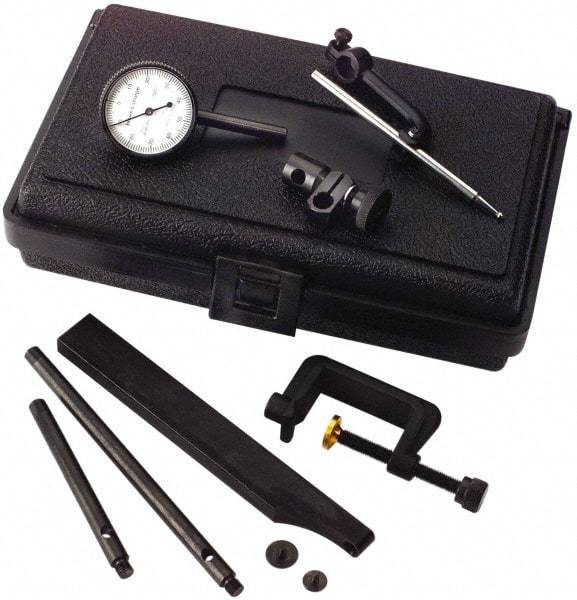 TESA Brown & Sharpe - 8 Piece, 0mm to 0.2mm Measuring Range, 38mm Dial Diam, 0-100 Dial Reading, White Dial Test Indicator Kit - 12.7mm Contact Point Length, 0.001mm Dial Graduation - Benchmark Tooling