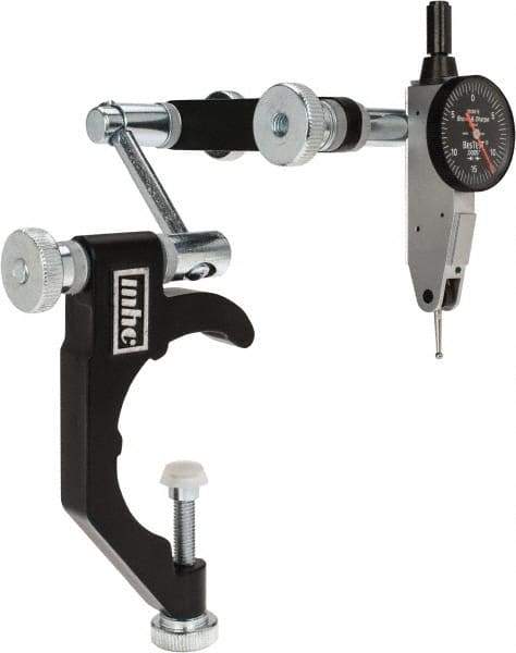 TESA Brown & Sharpe - 0.0005" Graduation, 0.03" Max Meas, 0-15-0 Dial Reading, Indicator & Base Kit - 2-1/2" Base Length x 3/8" Base Diam, 1" Dial Diam - Benchmark Tooling