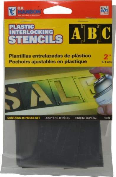 C.H. Hanson - 2 Inch Characters, PVC Plastic Stencil Set - 46 Pieces - Benchmark Tooling