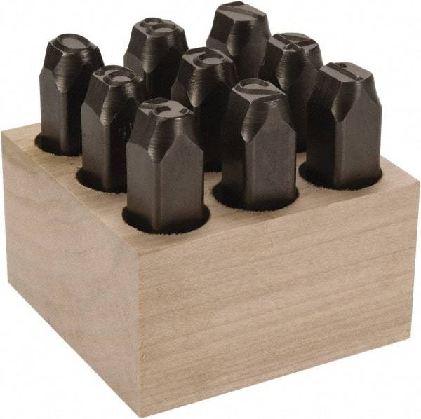 C.H. Hanson - 9 Piece, 1/2" Character Steel Stamp Set - Figures, Standard - Benchmark Tooling