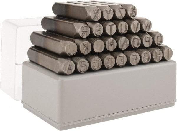 C.H. Hanson - 27 Piece, 3/8" Character Steel Stamp Set - Letters, Heavy Duty - Benchmark Tooling