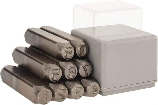 C.H. Hanson - 9 Piece, 3/8" Character Steel Stamp Set - Figures, Heavy Duty - Benchmark Tooling