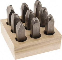 C.H. Hanson - 9 Piece, 1/2" Character Steel Stamp Set - Figures, Heavy Duty - Benchmark Tooling