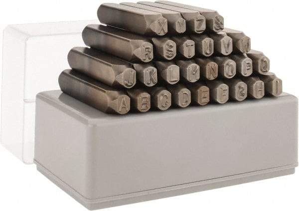 C.H. Hanson - 27 Piece, 1/4" Character Steel Stamp Set - Letters, Reverse - Benchmark Tooling