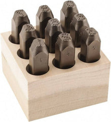 C.H. Hanson - 9 Piece, 3/8" Character Steel Stamp Set - Figures, Low Stress Round Face Dot - Benchmark Tooling