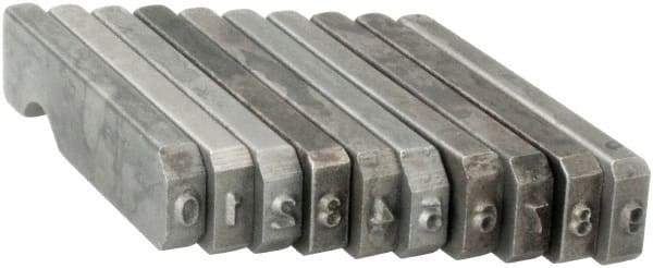 C.H. Hanson - 10 Piece, 1/16 Inch Character, Steel Type Set - 10 Character Capacity, 0-9 Content - Benchmark Tooling