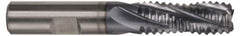 Hertel - 5/8" Diam, Coarse Pitch, 5/8" LOC, 4 Flute Cobalt Roughing Square End Mill - TiAlN Finish, 2-3/4" OAL, 5/8" Shank Diam, Single End, Centercutting, 30° Helix - Benchmark Tooling