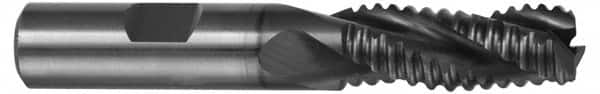 Hertel - 1/2" Diam, Coarse Pitch, 2" LOC, 3 Flute Cobalt Roughing Square End Mill - TiCN Finish, 4" OAL, 1/2" Shank Diam, Single End, Centercutting, 37° Helix - Benchmark Tooling