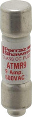 Ferraz Shawmut - 600 VAC/VDC, 9 Amp, Fast-Acting General Purpose Fuse - Clip Mount, 1-1/2" OAL, 100 at DC, 200 at AC kA Rating, 13/32" Diam - Benchmark Tooling