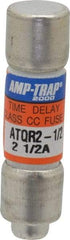 Ferraz Shawmut - 300 VDC, 600 VAC, 2.5 Amp, Time Delay General Purpose Fuse - Clip Mount, 1-1/2" OAL, 100 at DC, 200 at AC kA Rating, 13/32" Diam - Benchmark Tooling