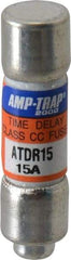 Ferraz Shawmut - 300 VDC, 600 VAC, 15 Amp, Time Delay General Purpose Fuse - Clip Mount, 1-1/2" OAL, 100 at DC, 200 at AC kA Rating, 13/32" Diam - Benchmark Tooling