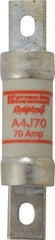 Ferraz Shawmut - 300 VDC, 600 VAC, 70 Amp, Fast-Acting General Purpose Fuse - Clip Mount, 4-5/8" OAL, 100 at DC, 200 at AC kA Rating, 1-1/8" Diam - Benchmark Tooling