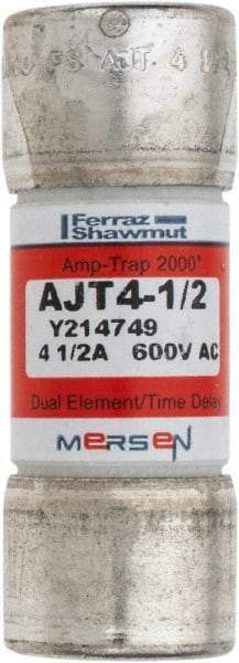 Ferraz Shawmut - 500 VDC, 600 VAC, 4.5 Amp, Time Delay General Purpose Fuse - Clip Mount, 2-1/4" OAL, 100 at DC, 200 at AC, 300 (Self-Certified) kA Rating, 13/16" Diam - Benchmark Tooling