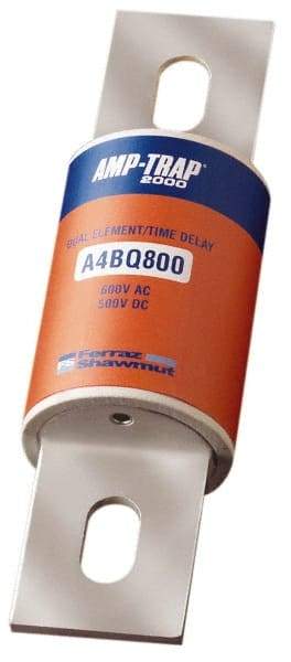 Ferraz Shawmut - 500 VDC, 600 VAC, 800 Amp, Time Delay General Purpose Fuse - Bolt-on Mount, 10-3/4" OAL, 100 at DC, 200 at AC, 300 (Self-Certified) kA Rating, 2-1/2" Diam - Benchmark Tooling