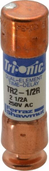 Ferraz Shawmut - 250 VAC/VDC, 2.5 Amp, Time Delay General Purpose Fuse - Clip Mount, 50.8mm OAL, 20 at DC, 200 at AC kA Rating, 9/16" Diam - Benchmark Tooling