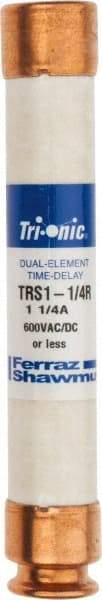 Ferraz Shawmut - 600 VAC/VDC, 1.25 Amp, Time Delay General Purpose Fuse - Clip Mount, 127mm OAL, 20 at DC, 200 at AC kA Rating, 13/16" Diam - Benchmark Tooling