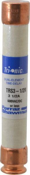 Ferraz Shawmut - 600 VAC/VDC, 3.5 Amp, Time Delay General Purpose Fuse - Clip Mount, 127mm OAL, 20 at DC, 200 at AC kA Rating, 13/16" Diam - Benchmark Tooling