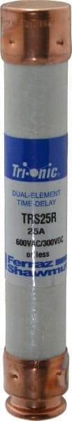 Ferraz Shawmut - 300 VDC, 600 VAC, 25 Amp, Time Delay General Purpose Fuse - Clip Mount, 127mm OAL, 20 at DC, 200 at AC kA Rating, 13/16" Diam - Benchmark Tooling