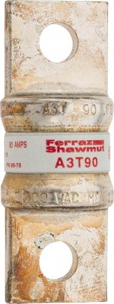 Ferraz Shawmut - 160 VDC, 300 VAC, 90 Amp, Fast-Acting General Purpose Fuse - Bolt-on Mount, 2-5/32" OAL, 200 at AC, 50 at DC kA Rating, 13/16" Diam - Benchmark Tooling