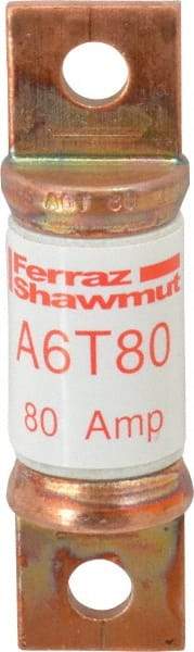 Ferraz Shawmut - 300 VDC & 600 VAC, 80 Amp, Fast-Acting General Purpose Fuse - Bolt-on Mount, 75mm OAL, 100 at DC, 200 at AC kA Rating, 13/16" Diam - Benchmark Tooling