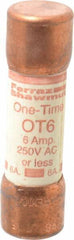 Ferraz Shawmut - 250 VAC/VDC, 6 Amp, Fast-Acting General Purpose Fuse - Clip Mount, 50.8mm OAL, 20 at DC, 50 at AC kA Rating, 9/16" Diam - Benchmark Tooling