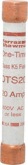 Ferraz Shawmut - 300 VDC, 600 VAC, 20 Amp, Fast-Acting General Purpose Fuse - Clip Mount, 127mm OAL, 20 at DC, 50 at AC kA Rating, 13/16" Diam - Benchmark Tooling