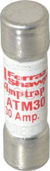 Ferraz Shawmut - 600 VAC/VDC, 30 Amp, Fast-Acting Midget Fuse - Clip Mount, 1-1/2" OAL, 100 at AC/DC kA Rating, 13/32" Diam - Benchmark Tooling