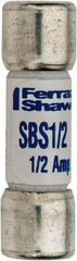 Ferraz Shawmut - 600 VAC, 0.5 Amp, Fast-Acting General Purpose Fuse - Clip Mount, 1-3/8" OAL, 100 at AC kA Rating, 13/32" Diam - Benchmark Tooling