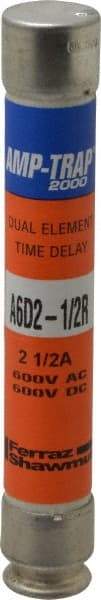 Ferraz Shawmut - 600 VAC/VDC, 2.5 Amp, Time Delay General Purpose Fuse - Clip Mount, 127mm OAL, 100 at DC, 200 at AC kA Rating, 13/16" Diam - Benchmark Tooling