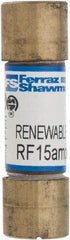 Ferraz Shawmut - 250 VAC, 15 Amp, Fast-Acting Renewable Fuse - Clip Mount, 51mm OAL, 10 at AC kA Rating, 9/16" Diam - Benchmark Tooling