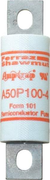 Ferraz Shawmut - 450 VDC, 500 VAC, 100 Amp, Fast-Acting Semiconductor/High Speed Fuse - Bolt-on Mount, 3-5/8" OAL, 100 at AC, 79 at DC kA Rating, 1" Diam - Benchmark Tooling