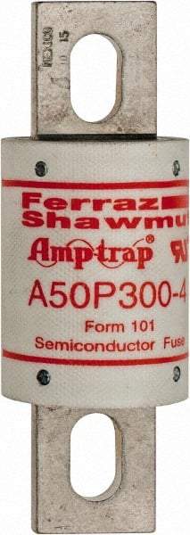 Ferraz Shawmut - 450 VDC, 500 VAC, 300 Amp, Fast-Acting Semiconductor/High Speed Fuse - Bolt-on Mount, 4-11/32" OAL, 100 at AC, 79 at DC kA Rating, 1-1/2" Diam - Benchmark Tooling