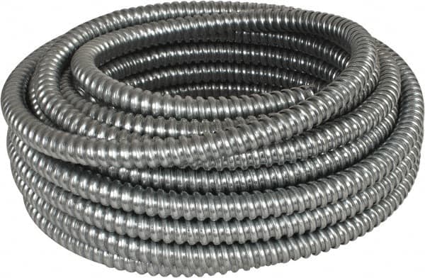 Made in USA - 1/2" Trade Size, 50' Long, Flexible Reduced Wall Flex Conduit - Steel, 5/8" ID - Benchmark Tooling