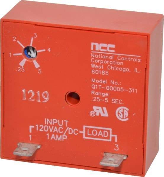 NCC - 2 Pin, Time Delay Relay - 1 at Resistive or Inductive Load Contact Amp, 120 VAC/VDC, On Board Trimpot - Benchmark Tooling