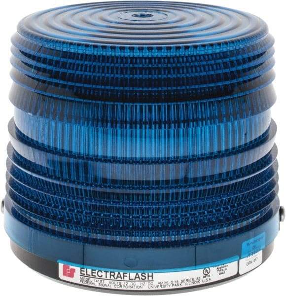 Federal Signal Corp - 12 VDC, 3R NEMA Rated, Strobe Tube, Blue, Strobe Light - 80 Flashes per min, 5-1/2 Inch Diameter, 5-1/16 Inch High, IP66 Ingress Rating, Surface Mount - Benchmark Tooling